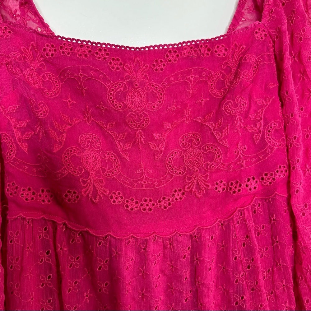 NWT Free People Malina Dress Strangelove Pink Eyelet Embroidered Boho Size M - Picture 6 of 10